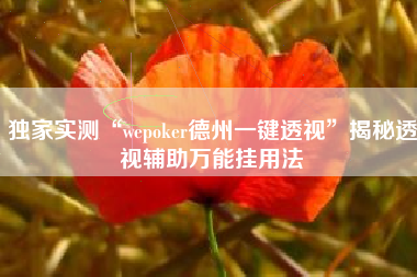 独家实测“wepoker德州一键透视”揭秘透视辅助万能挂用法